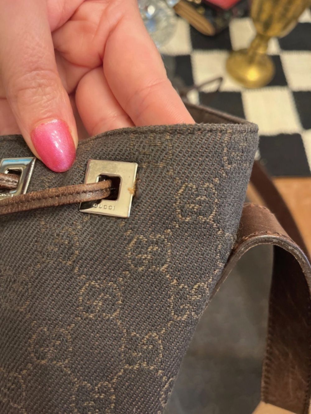 Gucci Brown Monogram Tote with Leather Straps - Picture 10 of 16